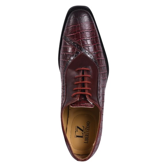 LIBERTYZENO Mens Burgundy Croco 2 Dress Shoes - Picture 4 of 7